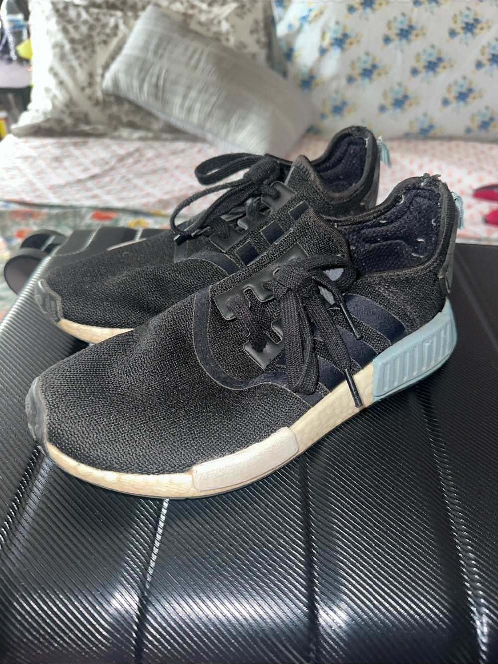 adidas Black & Light Blue Athletic Sneakers